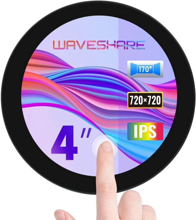 Main image of waveshare 4inch DSI Round Touch Display, 720 × 720 Resolution, IPS, 10-Point Touch, Compatible with Raspberry Pi 5/4B/3B+/3A+, CM3/3+/4, 170° Wide Viewing Angle