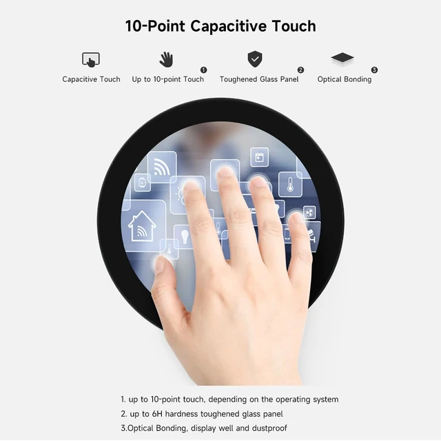 Alt view image 7 of 7 - waveshare 4inch DSI Round Touch Display, 720 × 720 Resolution, IPS, 10-Point Touch, Compatible with Raspberry Pi 5/4B/3B+/3A+, CM3/3+/4, 170° Wide Viewing Angle