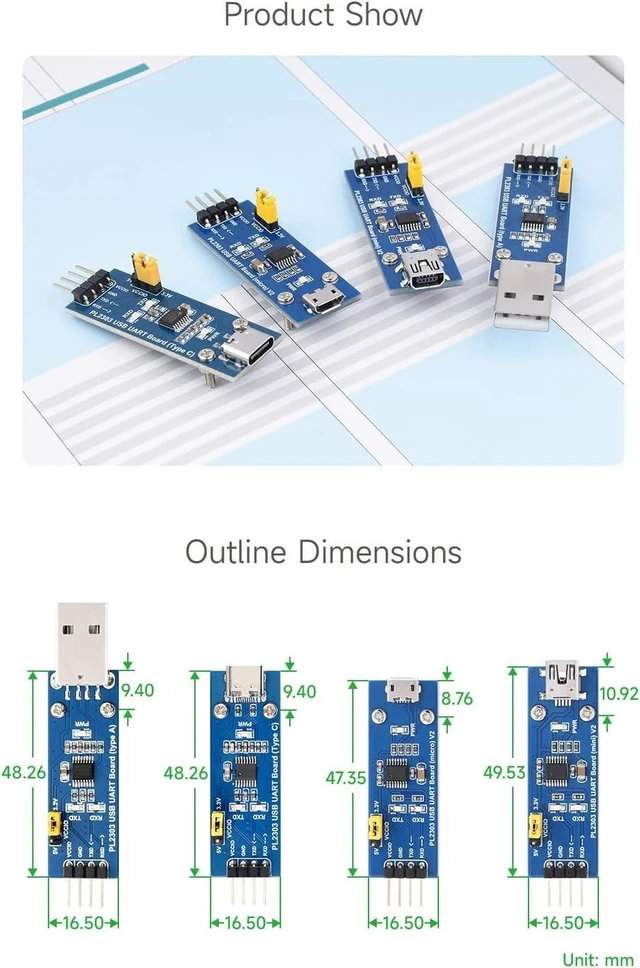 Alt view image 5 of 5 - Waveshare PL2303 USB to UART (TTL) Communication Module, Mini Connector, Supports windows XP/7/8/10/11/...