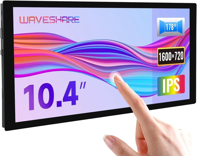 Main image of waveshare 10.4inch QLED Quantum Dot Display, 1600×720 Resolution, Compatible with Raspberry Pi 5/4B/3B/Zero/Zero W/Zero 2W/Pico/Pico W/Pico WH, Jetson Nano and PC