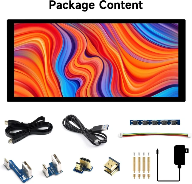 Alt view image 2 of 7 - waveshare 10.4inch QLED Quantum Dot Display, 1600×720 Resolution, Compatible with Raspberry Pi 5/4B/3B/Zero/Zero W/Zero 2W/Pico/Pico W/Pico WH, Jetson Nano and PC