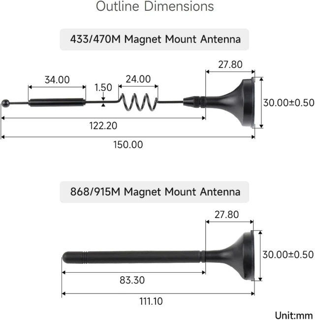 Alt view image 5 of 5 - Waveshare LPWA Outdoor Waterproof Antenna, 5dBi High Gain with Magnetic Base, LoRa Antenna, 4G/3G/2G/LPWA Support,868/915M Version