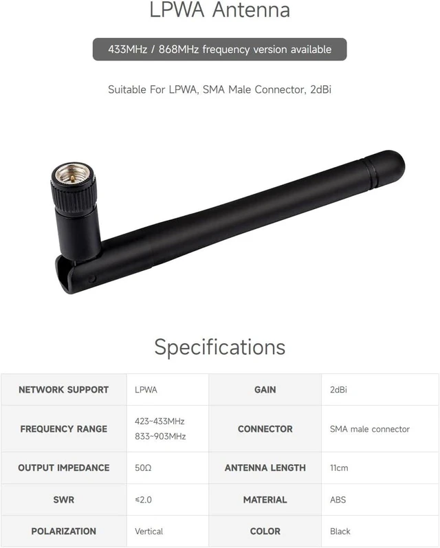 Alt view image 3 of 5 - Waveshare LPWA Antenna, 2dBi Gain, LoRa Antenna 433MHz Version
