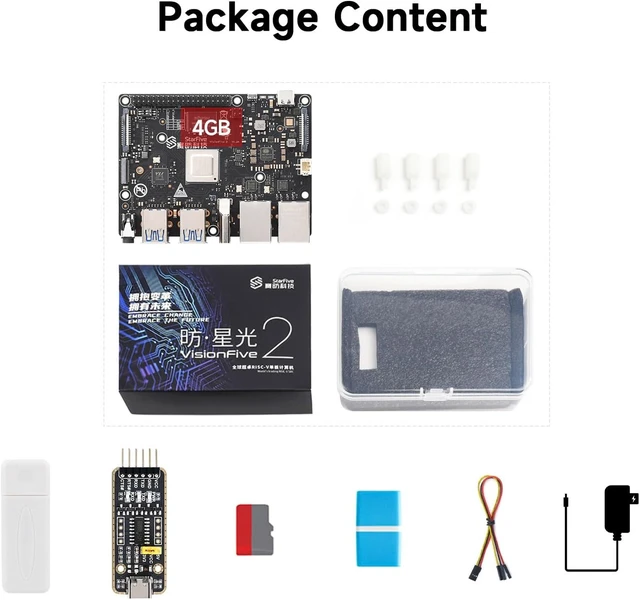 Alt view image 2 of 7 - Waveshare VisionFive2 4GB WiFi Starter Kit, VisionFive2 RISC-V Single Board Computer, Comes with a UART module (7 items)