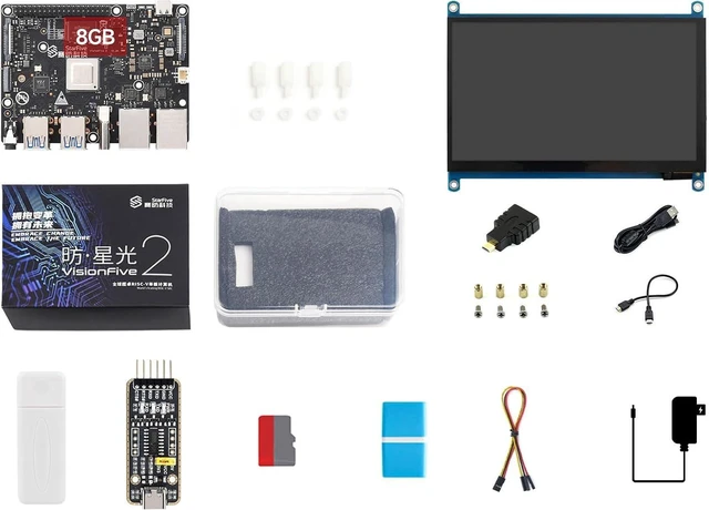 Main image of Waveshare VisionFive2 8GB WiFi Display Kit, VisionFive2 RISC-V Single Board Computer, Comes with a 7inch HDMI LCD (8 Items)