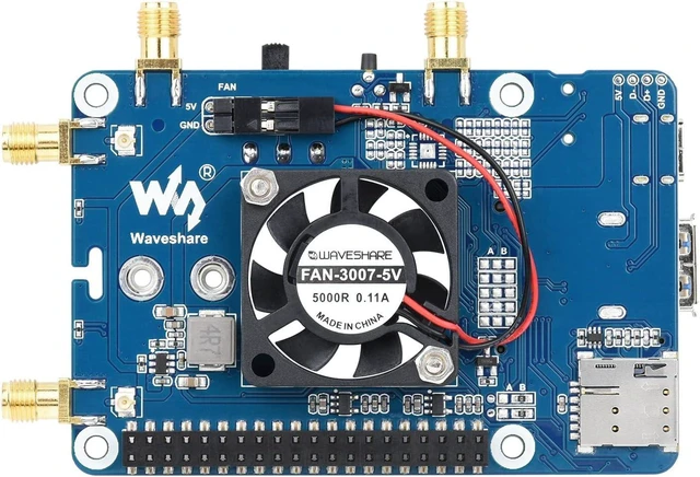 Main image of Waveshare RM520N-GL 5G HAT with Case Compatible with Raspberry Pi, Quad Antennas LTE-A, Global Band, GNSS Positioning, Support 3GPP 16, 4G/3G