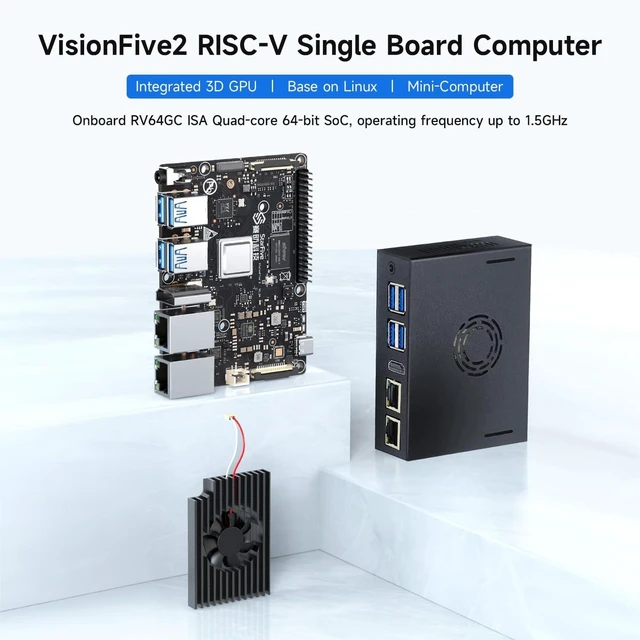 Alt view image 3 of 7 - Waveshare VisionFive2 8GB WiFi Display Kit, VisionFive2 RISC-V Single Board Computer, Comes with a 7inch HDMI LCD (8 Items)