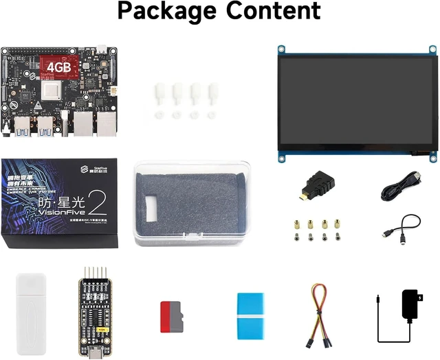 Alt view image 2 of 7 - Waveshare VisionFive2 4GB WiFi Display Kit, VisionFive2 RISC-V Single Board Computer, Comes with a 7inch HDMI LCD (8 Items)