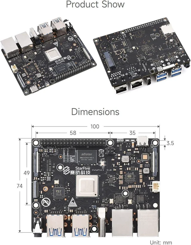 Alt view image 7 of 7 - Waveshare VisionFive2 8GB Starter Kit, VisionFive2 RISC-V Single Board Computer, Comes with a UART Module (7 Items)