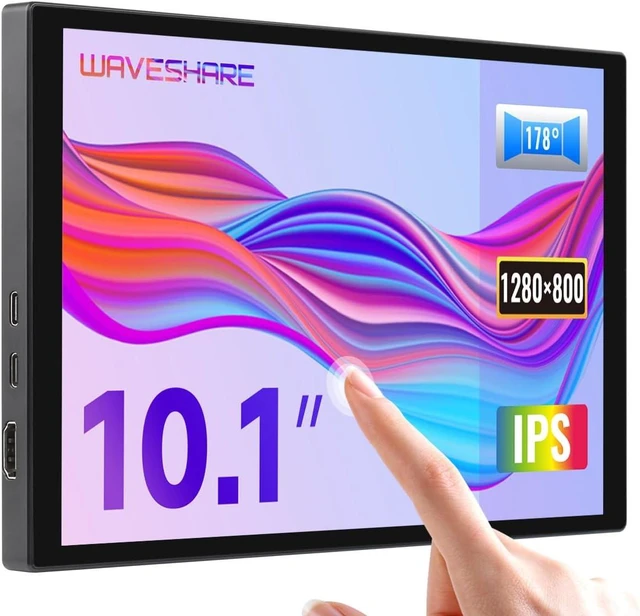 Main image of waveshare 10.1inch Capacitive Touch Display, 1280×800 Resolution, Compatible with Raspberry Pi 5/4B/3B/Zero/Zero W/Zero 2W/Pico/Pico W/Pico WH, Support Jetson Nano, VisionFive2, PC and Smartphone