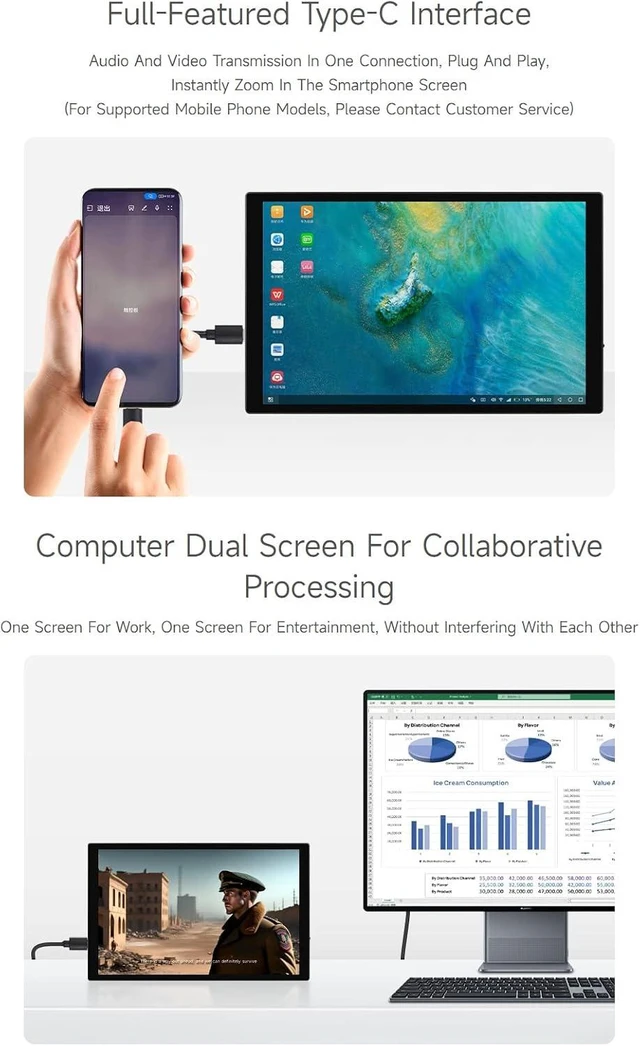 Alt view image 6 of 7 - waveshare 10.1inch Capacitive Touch Display, 1280×800 Resolution, Compatible with Raspberry Pi 5/4B/3B/Zero/Zero W/Zero 2W/Pico/Pico W/Pico WH, Support Jetson Nano, VisionFive2, PC and Smartphone