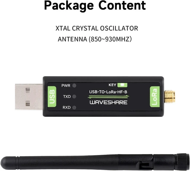 Alt view image 2 of 7 - Waveshare USB to LoRa Data Transfer Module, Based On SX1262, Suitable for Data Acquisition in Industry and Agriculture-XTAL Crystal oscillator