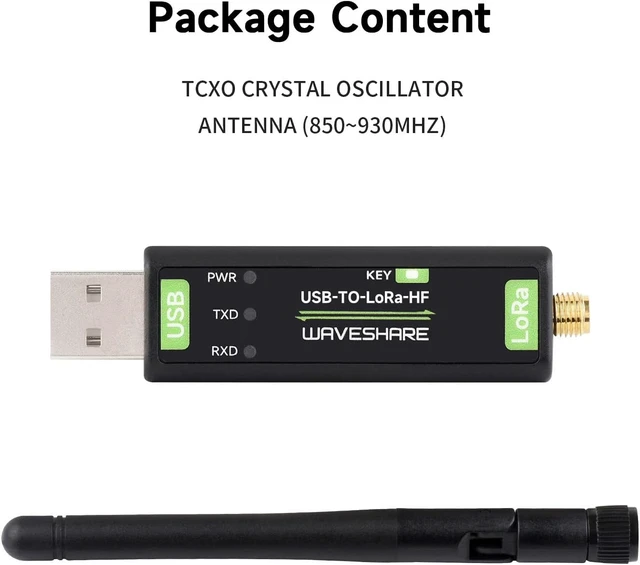 Alt view image 2 of 7 - Waveshare USB to LoRa Data Transfer Module, Based On SX1262, Suitable for Data Acquisition in Industry and Agriculture-TCXO Crystal oscillator