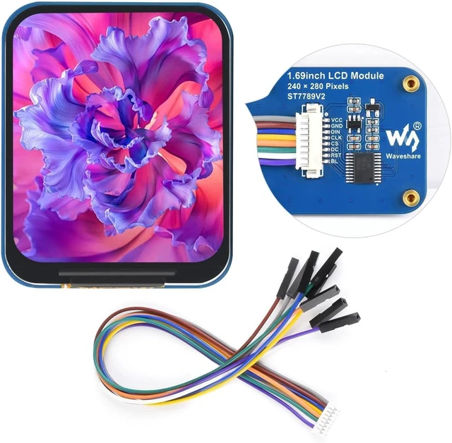 Main image of Waveshare 1.69inch LCD Display Module, Compatible with Arduino/Raspberry Pi/Pi Zero/ESP32, 240×280 Resolution, SPI Interface, IPS, 262K Colors