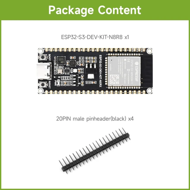 Alt view image 2 of 7 - Waveshare ESP32-S3 Microcontroller, 2.4GHz Wi-Fi Development Board, 240MHz Dual Core Processor, ESP32-S3-WROOM-1-N8R8 Module Standard Version