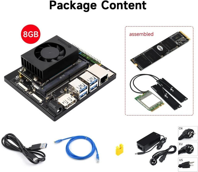 Alt view image 2 of 7 - Waveshare Jetson Orin Nano AI Development Kit for Embedded and Edge Systems 8GB Memory Jetson Orin Nano Module (5 Items),Comes with a Free 256 GB NVMe Solid State Drive