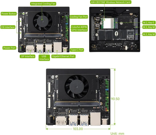 Alt view image 6 of 7 - Waveshare Jetson Orin Nano AI Development Kit for Embedded and Edge Systems 8GB Memory Jetson Orin Nano Module (5 Items),Comes with a Free 256 GB NVMe Solid State Drive