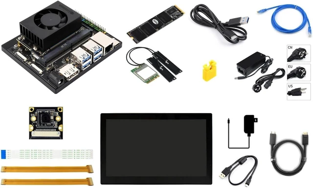 Main image of Waveshare Jetson Orin Nano AI Development Kit for Embedded and Edge Systems 8GB Memory Jetson Orin Nano Module Package B (11 Items),Comes with a Free 256 GB NVMe Solid State Drive
