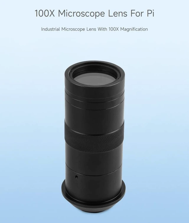 Alt view image 3 of 7 - Waveshare 100X Industrial Microscope Lens, C/CS-Mount, Compatible with Raspberry Pi HQ Camera