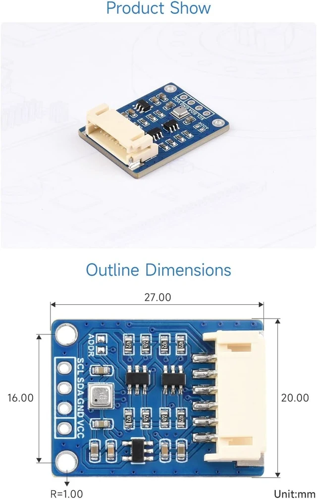Alt view image 7 of 7 - Waveshare BME680 Environmental Sensor, Compatible with Raspberry Pi 5/4B/3B/Zero/Zero W/Zero 2W/Pico/Pico W/Pico WH, Supports Temperature/Humidity/Barometric Pressure/Gas Detection