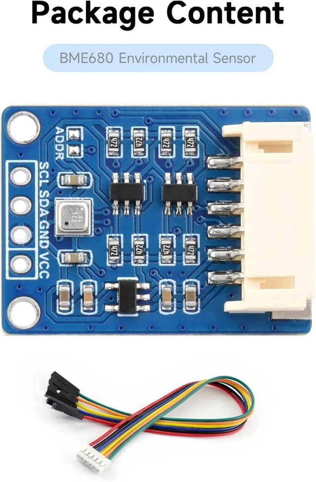 Alt view image 2 of 7 - Waveshare BME680 Environmental Sensor, Compatible with Raspberry Pi 5/4B/3B/Zero/Zero W/Zero 2W/Pico/Pico W/Pico WH, Supports Temperature/Humidity/Barometric Pressure/Gas Detection