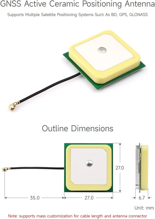 Alt view image 2 of 4 - Waveshare GNSS Active Ceramic Positioning Antenna, IPEX 1 Connector, Supports Multiple Satellite Positioning Systems