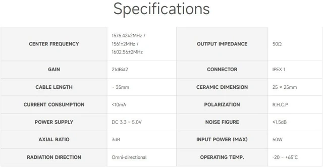 Alt view image 3 of 4 - Waveshare GNSS Active Ceramic Positioning Antenna, IPEX 1 Connector, Supports Multiple Satellite Positioning Systems