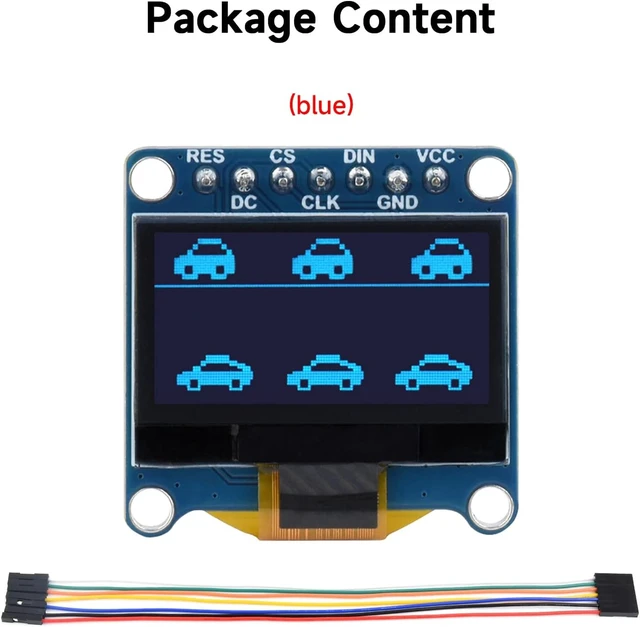 Alt view image 2 of 7 - Waveshare 0.96inch OLED Display Module, 128×64 Resolution, SPI / I2C Communication, Blue Version