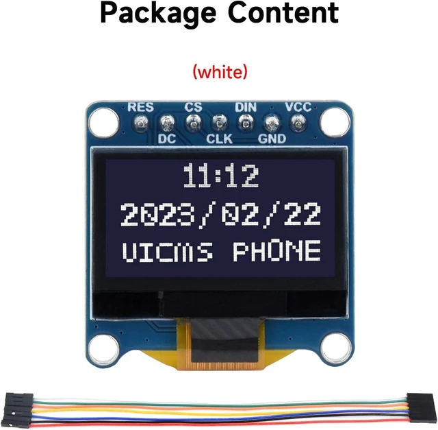 Alt view image 2 of 7 - Waveshare 0.96inch OLED Display Module, 128×64 Resolution, SPI / I2C Communication, White Version