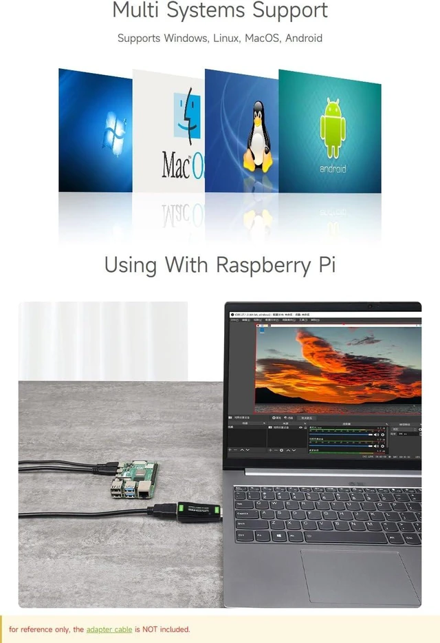 Alt view image 5 of 7 - Waveshare USB Port High Definition HDMI Video Capture Card for Gaming/Streaming/Cameras HDMI to USB No Driver Required