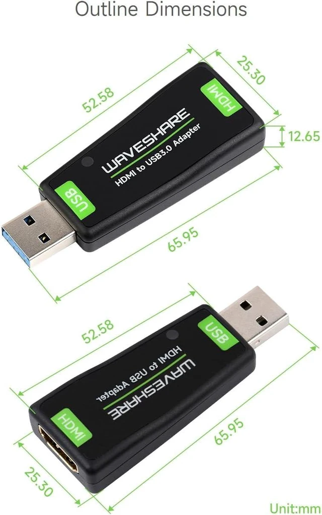 Alt view image 7 of 7 - Waveshare USB Port High Definition HDMI Video Capture Card for Gaming/Streaming/Cameras HDMI to USB No Driver Required