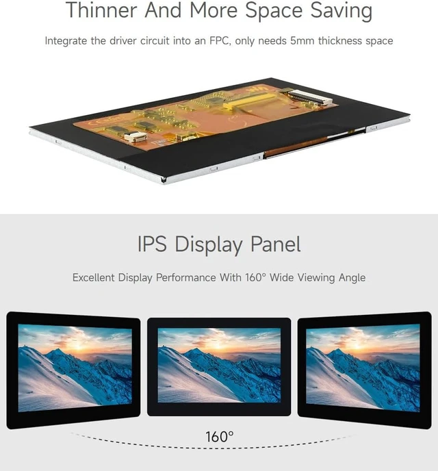 Alt view image 6 of 7 - waveshare 5inch DSI Display, 800 × 480 Resolution, IPS, Compatible with Raspberry Pi 5/4B/3B+/3A+/3B/2B/B+/A+, CM3/3+/4, No Touch Version