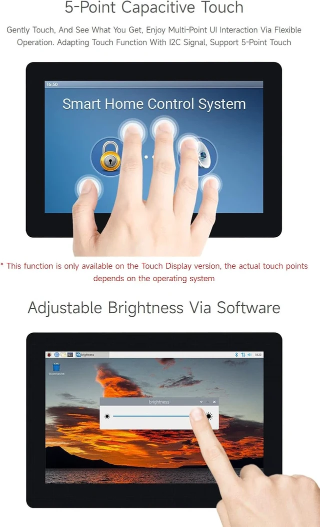 Alt view image 7 of 7 - waveshare 5inch DSI Display, 800 × 480 Resolution, IPS, Compatible with Raspberry Pi 5/4B/3B+/3A+/3B/2B/B+/A+, CM3/3+/4, No Touch Version