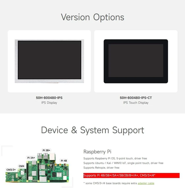 Alt view image 4 of 7 - waveshare 5inch DSI Display, 800 × 480 Resolution, IPS, Compatible with Raspberry Pi 5/4B/3B+/3A+/3B/2B/B+/A+, CM3/3+/4, No Touch Version