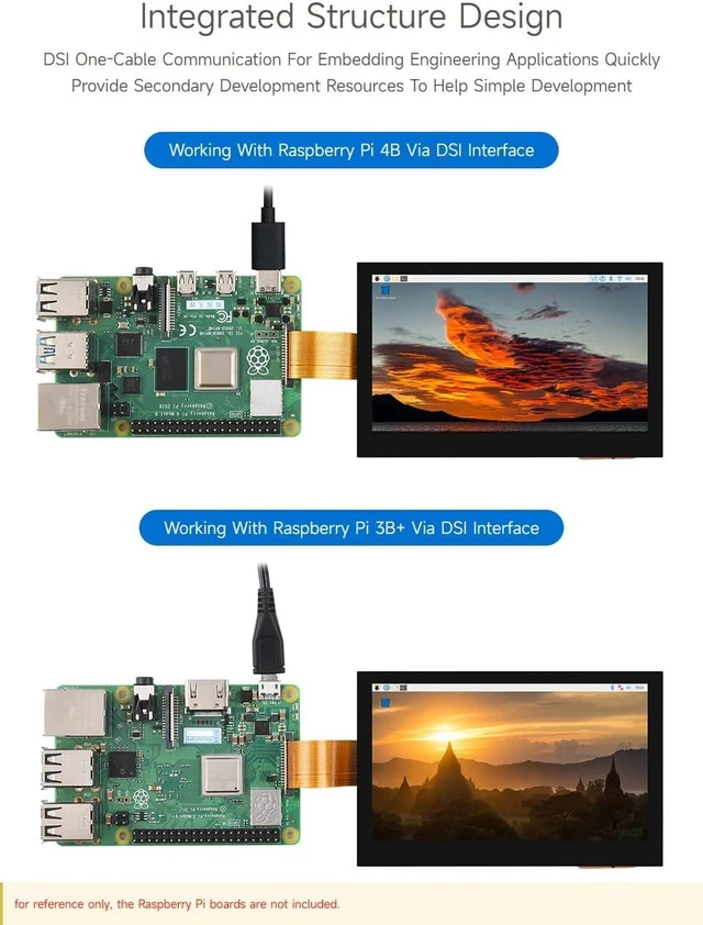 Alt view image 5 of 7 - waveshare 4.3inch DSI Display, 800 × 480 Resolution, IPS, Compatible with Raspberry Pi 5/4B/3B+/3A+/3B/2B/B+/A+, CM3/3+/4, No Touch Version