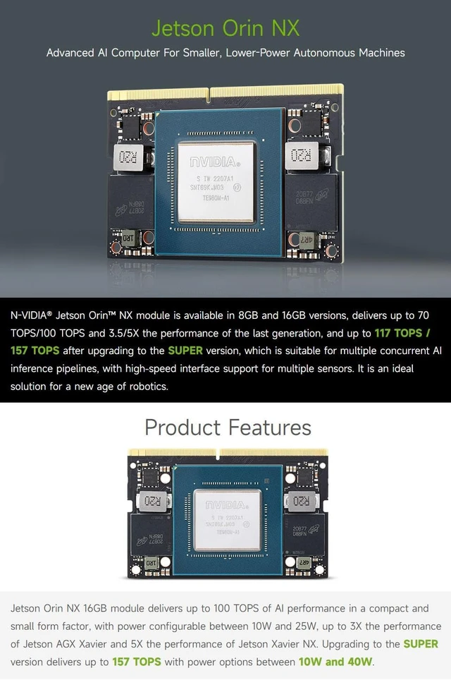 Alt view image 3 of 6 - Waveshare Jetson Orin NX AI Development Module, System-On-Module, Nano Size