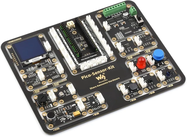 Main image of Waveshare Entry-Level Sensor Kit Compatible with Raspberry Pi Pico, Including 15 Common Modules - Sensor Kit + Raspberry Pi Pico H