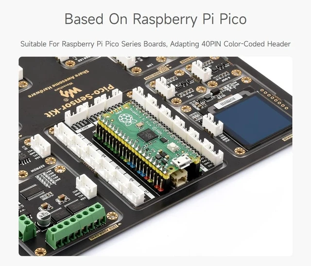 Alt view image 5 of 7 - Waveshare Entry-Level Sensor Kit Compatible with Raspberry Pi Pico, Including Pico Expansion Board and 15 Common Modules-Sensor Kit + Raspberry-Pi-Pico-W-M