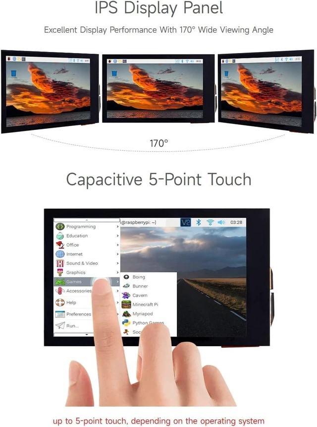 Alt view image 6 of 7 - waveshare 3.5inch IPS Capacitive Touch LCD Display, Compatible with Raspberry Pi 5/4B/3B/Zero/Zero W/Zero 2W/Pico/Pico W/Pico WH, 480×800, Adjustable Brightness