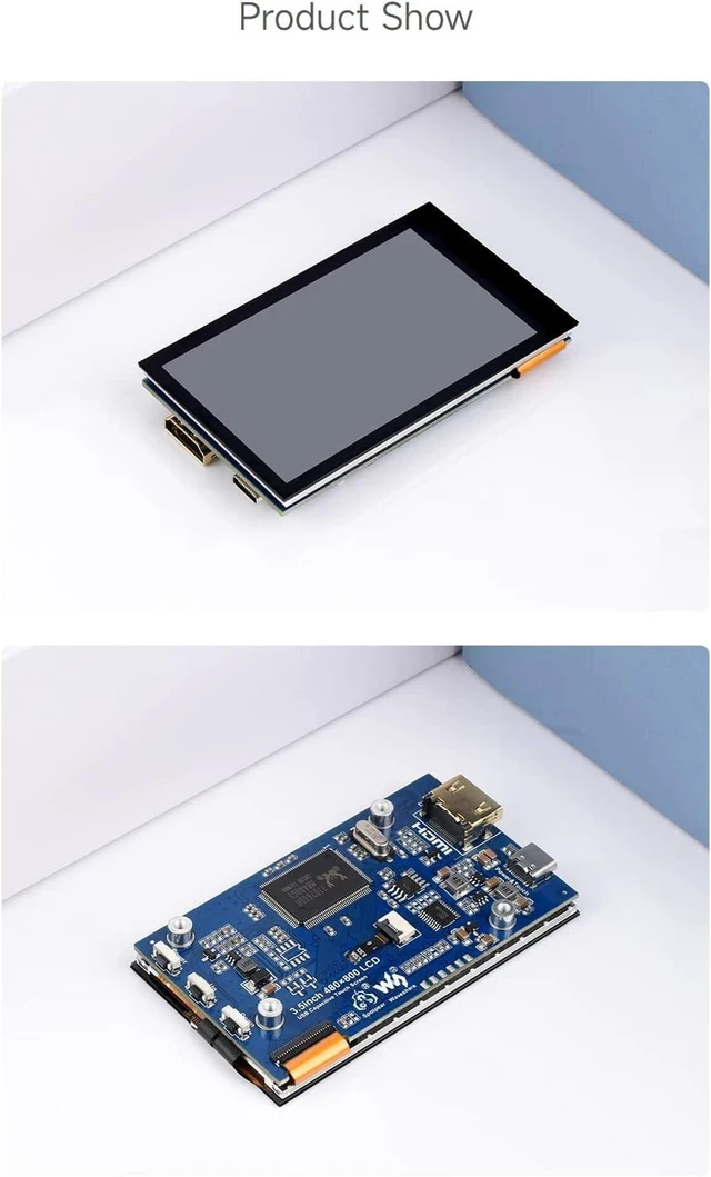 Alt view image 7 of 7 - waveshare 3.5inch IPS Capacitive Touch LCD Display, Compatible with Raspberry Pi 5/4B/3B/Zero/Zero W/Zero 2W/Pico/Pico W/Pico WH, 480×800, Adjustable Brightness