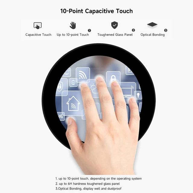 Alt view image 6 of 7 - waveshare 3.4inch DSI LCD Compatible with Raspberry Pi 5/4B/3B+/3A+, CM3/3+/4, Circle Touch Display, 800×800 Resolution, IPS, 10-Point Touch