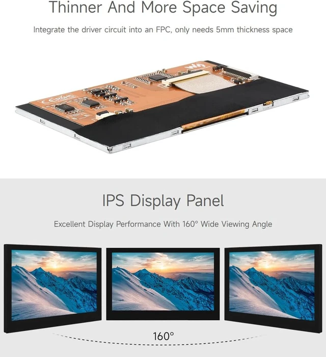 Alt view image 7 of 7 - waveshare 4.3inch DSI Display, 800 × 480 Resolution, IPS, Compatible with Raspberry Pi 5/4B/3B+/3A+/3B/2B/B+/A+, CM3/3+/4, No Touch Version