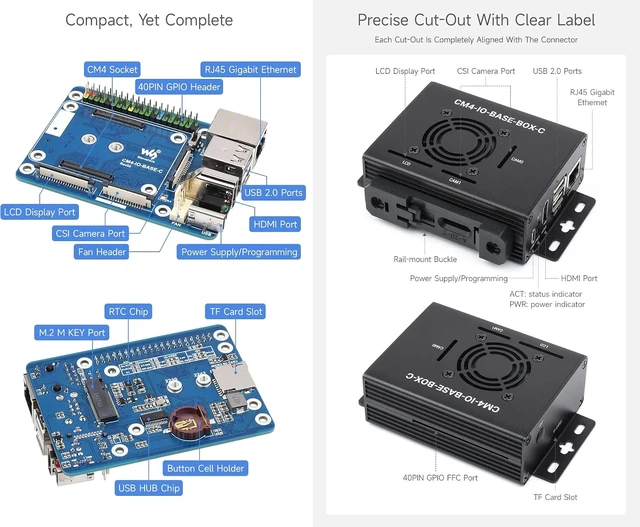 Alt view image 4 of 7 - Waveshare Mini-Computer Advanced Version, Designed for Raspberry Pi Compute Module 4