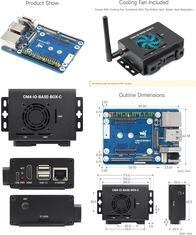 Alt view image 7 of 7 - Waveshare Mini-Computer Advanced Version, Designed for Raspberry Pi Compute Module 4