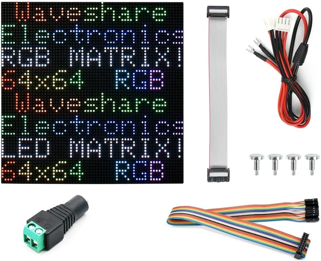 Main image of Waveshare Flexible RGB Full-Color LED Matrix Panel, 3mm Pitch, 64×64 Pixels, Adjustable Brightness and Bendable PCB, Compatible with Raspberry Pi 5/4B/3B/Zero/Zero W/Zero 2W/Pico/Pico W/Pico WH