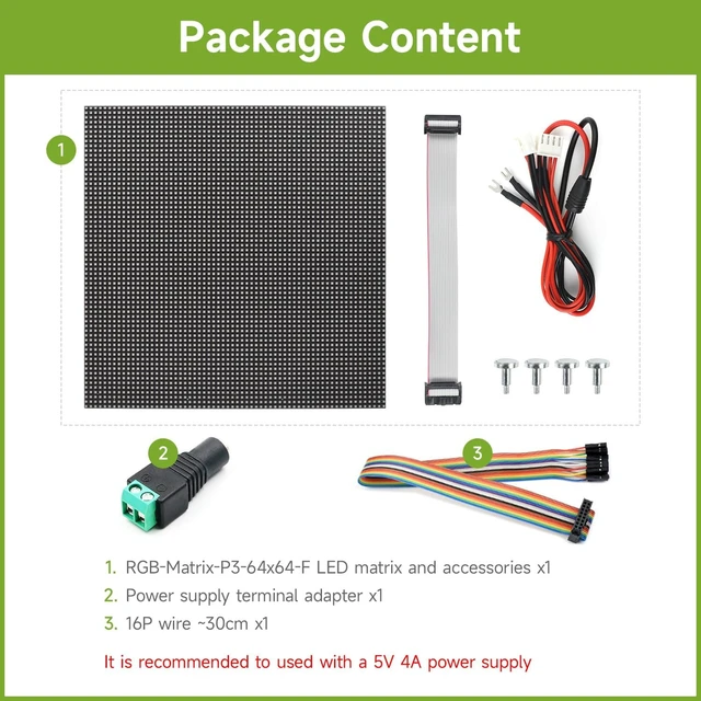 Alt view image 2 of 7 - Waveshare Flexible RGB Full-Color LED Matrix Panel, 3mm Pitch, 64×64 Pixels, Adjustable Brightness and Bendable PCB, Compatible with Raspberry Pi 5/4B/3B/Zero/Zero W/Zero 2W/Pico/Pico W/Pico WH