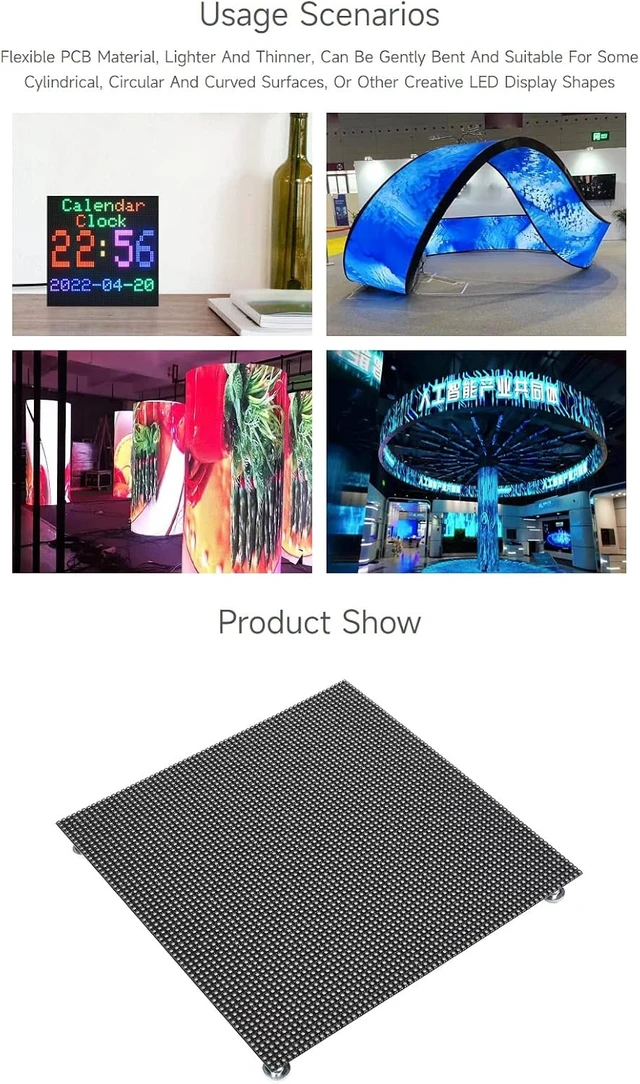 Alt view image 7 of 7 - Waveshare Flexible RGB Full-Color LED Matrix Panel, 3mm Pitch, 64×64 Pixels, Adjustable Brightness and Bendable PCB, Compatible with Raspberry Pi 5/4B/3B/Zero/Zero W/Zero 2W/Pico/Pico W/Pico WH