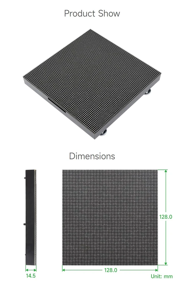 Alt view image 7 of 7 - Waveshare RGB Full-Color LED Matrix Panel, 2mm Pitch, 64×64 Pixels, Adjustable Brightness, Compatible with Raspberry Pi 5/4B/3B/Zero/Zero W/Zero 2W/Pico/Pico W/Pico WH
