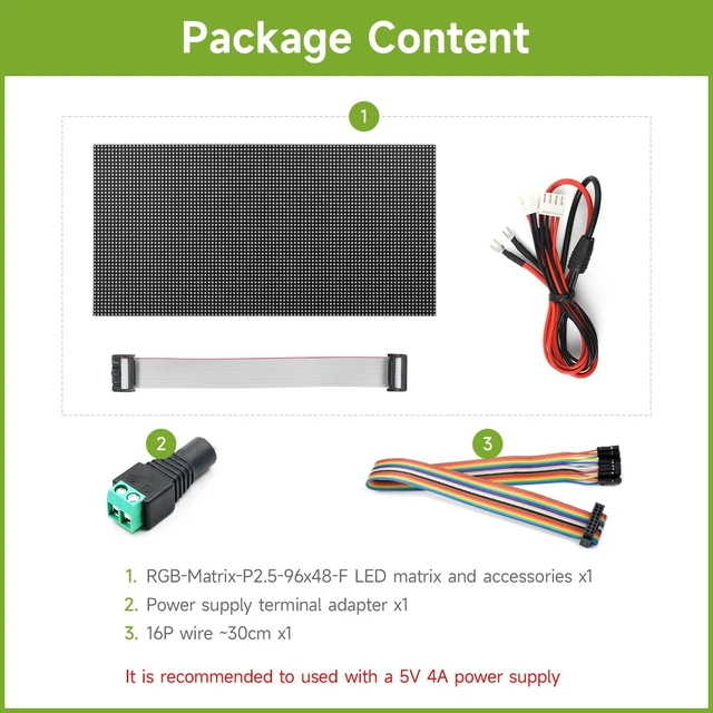 Alt view image 2 of 7 - Waveshare Flexible RGB Full-Color LED Matrix Panel, 2.5mm Pitch, 96×48 Pixels, Adjustable Brightness and Bendable PCB, Compatible with Raspberry Pi 5/4B/3B/Zero/Zero W/Zero 2W/Pico/Pico W/Pico WH