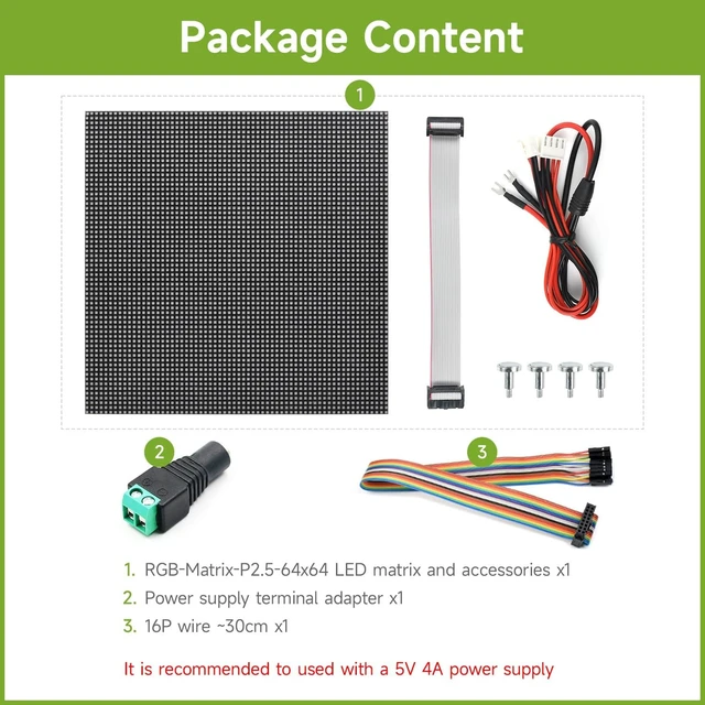 Alt view image 2 of 7 - Waveshare RGB Full-Color LED Matrix Panel, 2.5mm Pitch, 64×64 Pixels, Adjustable Brightness, Compatible with Raspberry Pi 5/4B/3B/Zero/Zero W/Zero 2W/Pico/Pico W/Pico WH